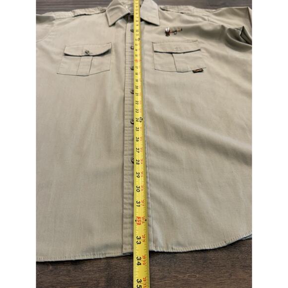 Vintage Duxbak Mens Tan Long Sleeve Fishing Embroidered Fly Fishing Shirt Size L - Picture 8 of 9